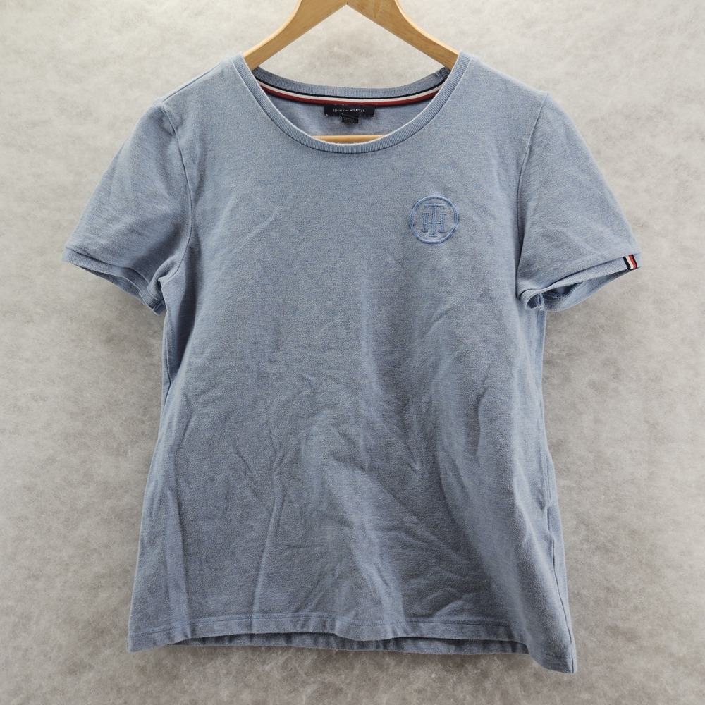Tommy Hilfiger Women Short Sleeve‎ Cotton Grey-Blue T-shirt Small